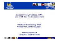 European Injury Database/JAMIE Use of IDB data for risk ... - Prosafe