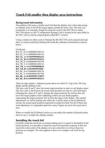 How to Calibrate Smaller Touch Foil with Larger Screen / brochure pdf