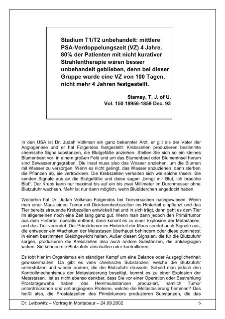 Vortrag Dr. Leibowitz - Bundesverband Prostatakrebs Selbsthilfe