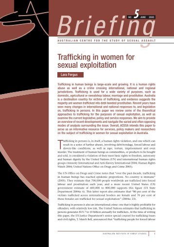 Trafficking in women for sexual exploitation ... - Child Trafficking