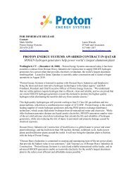 PROTON ENERGY SYSTEMS AWARDED ... - Proton OnSite