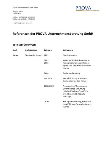 Unsere Referenzen als PDF Download - PROVA ...