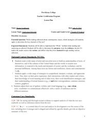 Lesson Plan Sample - Providence College