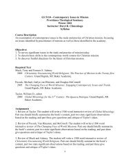 GS5110 Contemporary Issues in Mission - Providence Theological ...