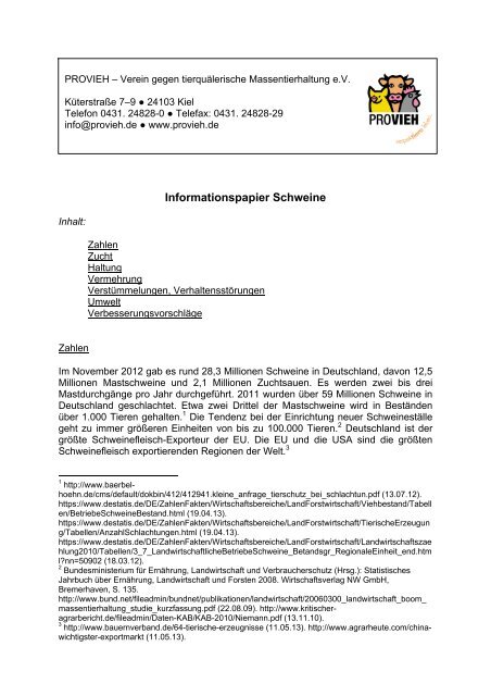 Informationspapier Schweine - Verein gegen tierquÃ¤lerische ...