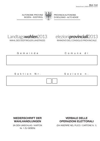 Niederschrift der Wahlhandlungen - Rete Civica dell'Alto Adige