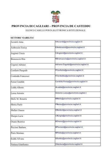 Caselle posta elettronica Area servizi tecnici e dell - Provincia di ...