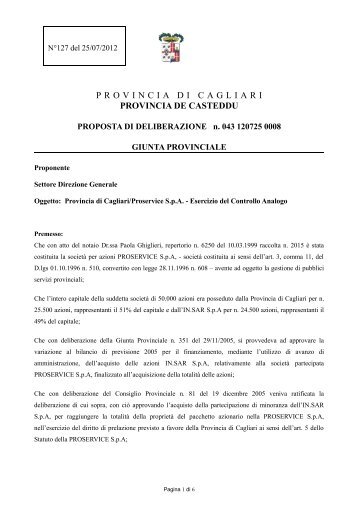 proposta 012702012 pdf - Provincia di Cagliari