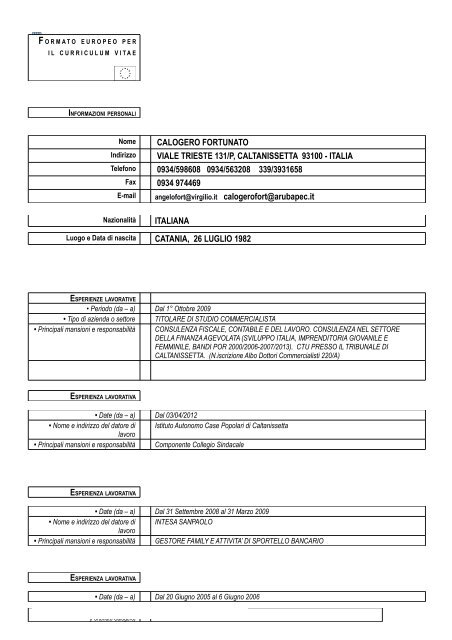 Fortunato Calogero - Provincia Regionale di Caltanissetta