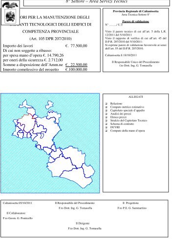 8Â° Settore â Area Servizi Tecnici - Provincia Regionale di Caltanissetta
