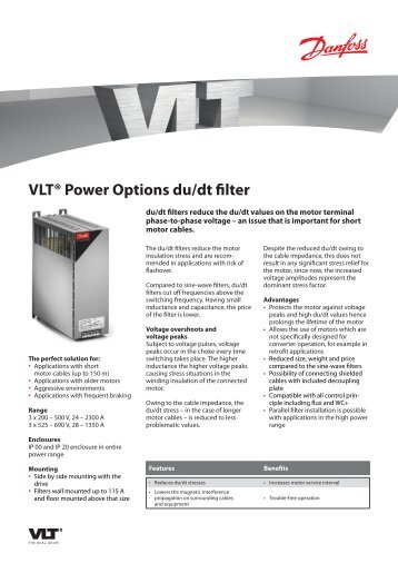 VLT® Power Options du/dt filter - Danfoss