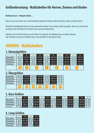 HERREN - Maßtabellen - Deproc