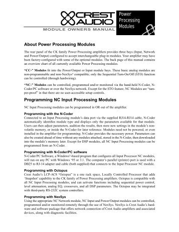 About Power Processing Modules - Crest Audio