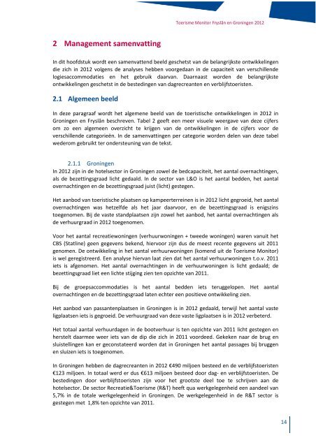 Toerisme Monitor 2012.pdf - Provincie Groningen