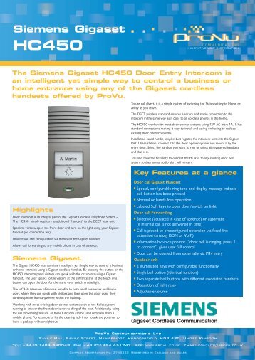 Siemens Gigaset HC450 - ProVu Communications