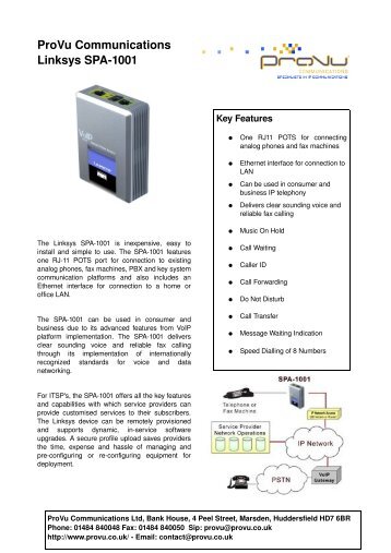 Product Datasheet (pdf) - ProVu Communications