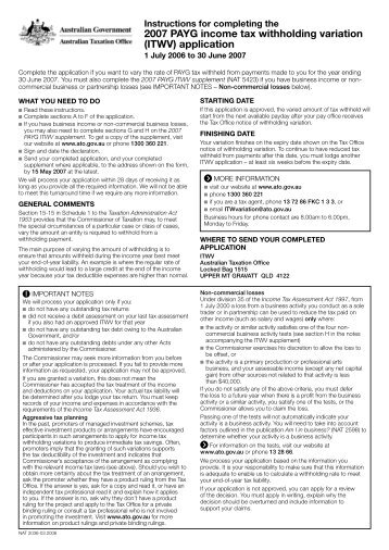 2007 PAYG income tax withholding variation (ITWV ... - Prowealth