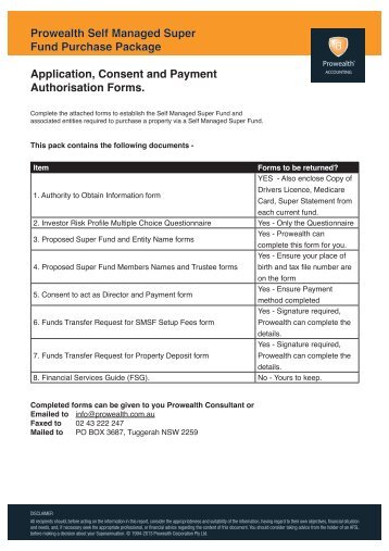 Prowealth SMSF Setup Forms