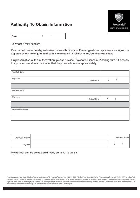 Prowealth SMSF Setup Forms