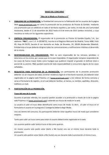 BASES DEL CONCURSO âPROXIMA A TI ONLINEâ - PrÃ³xima a ti