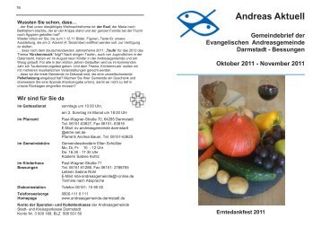 Andreas Aktuell Gemeindebrief der ... - Andreasgemeinde Darmstadt