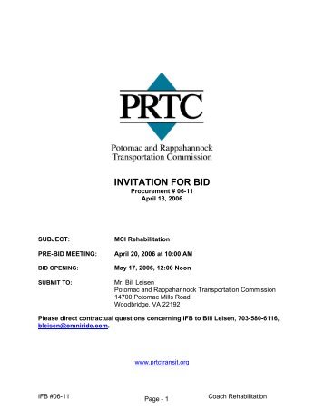 INVITATION FOR BID - PRTC