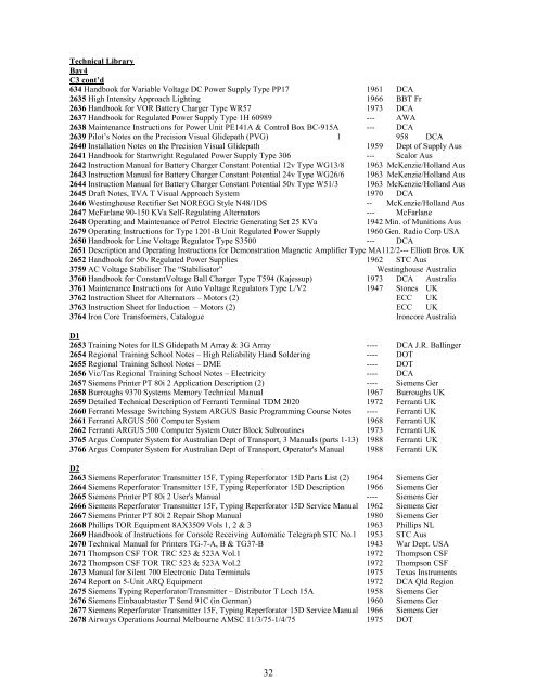 Technical Library Bay 1 - Airways Museum / Civil Aviation Historical ...