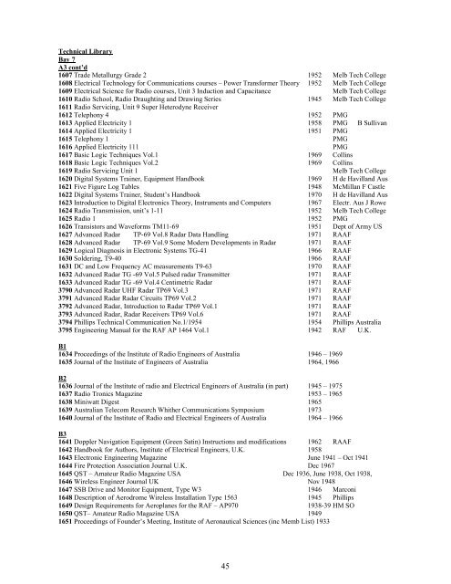 Technical Library Bay 1 - Airways Museum / Civil Aviation Historical ...