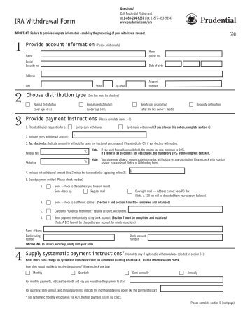 IRA Withdrawal Form - Prudential