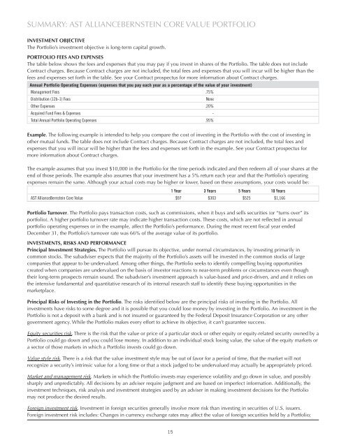 Advanced Series Trust AST Academic Strategies Asset ... - Prudential