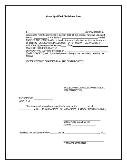 Model Disclaimer Form - Prudential