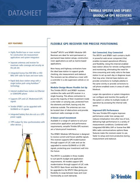 trIMble SPS751 AnD SPS851 MoDUlAr GPS reCeIverS - Accupoint