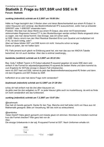 Statistik 2: Frage zu SST,SSR und SSE in R - Studentenportal ...