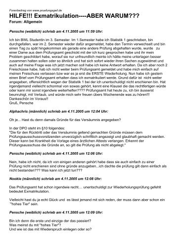 HILFE!!! Exmatrikulation----ABER WARUM??? - Studentenportal ...