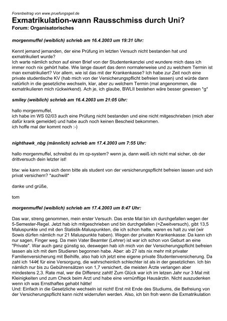 Exmatrikulation Wann Rausschmiss Durch Uni Studentenportal