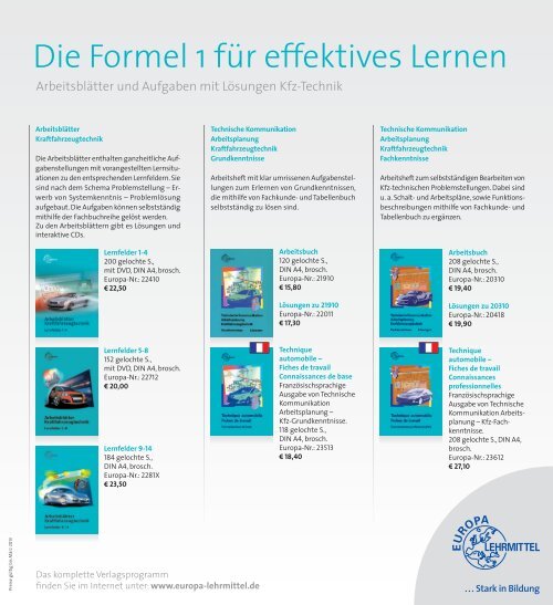 Die Formel 1 Fa R Effektives Lernen Europa Lehrmittel