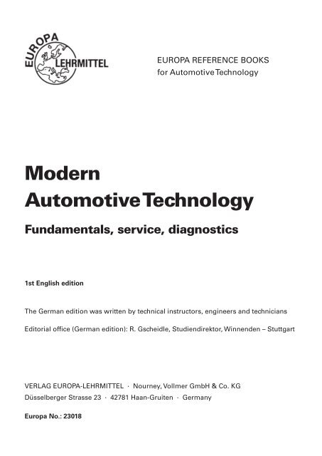 Modern Automotive Technology Fundamentals Europa Lehrmittel