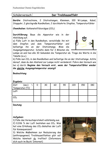 SchÃ¼lerversuch Der Treibhauseffekt - PS-Chemieunterricht.de