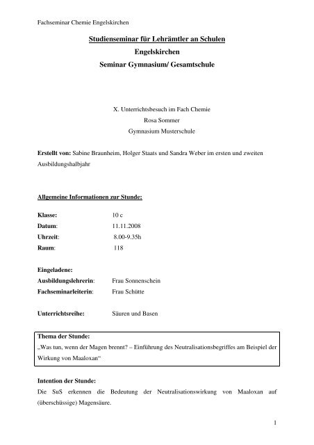 Beispiel B - PS-Chemieunterricht.de