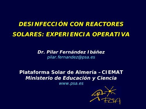 desinfecciÃ³n con reactores solares - Plataforma Solar de AlmerÃ­a