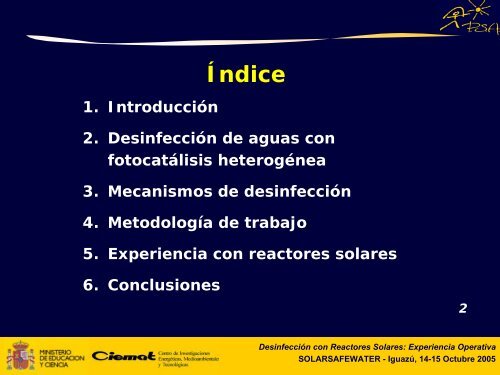 desinfecciÃ³n con reactores solares - Plataforma Solar de AlmerÃ­a