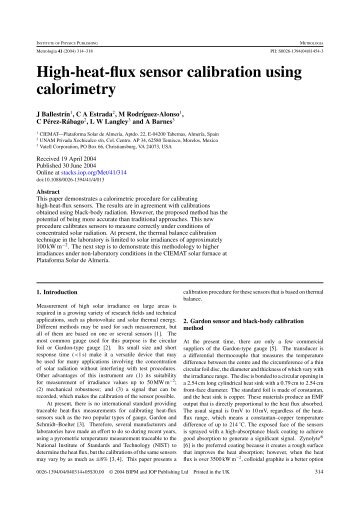 High-heat-flux sensor calibration using calorimetry - Plataforma ...