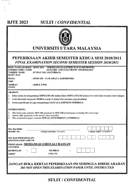 BJTE 2023 SULIT/ CONFIDENTIAL UNIVERSITI UTARA MALAYSIA