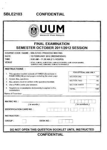 SBLE2103 CONFIDENTIAL - UUM