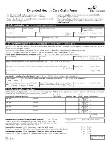 Extended Health Care Claim Form