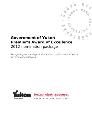Government of Yukon Premier's Award of Excellence 2012 ...