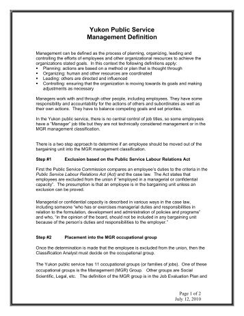 Management Definition - Public Service Commission