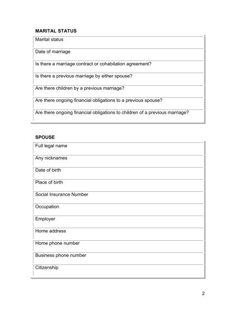 1 WILL PREPARATION CHECKLIST PERSONAL INFORMATION ...