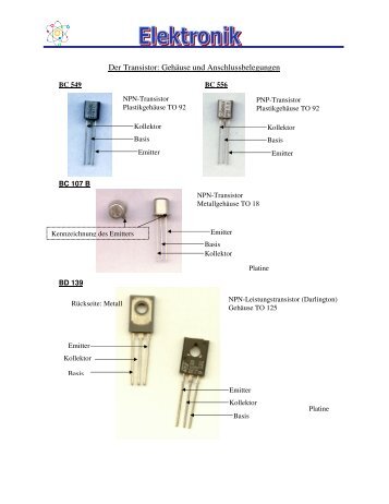 Der Transistor: GehÃ¤use und Anschlussbelegungen