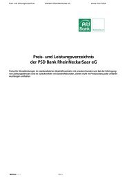 Preis- und Leistungsverzeichnis der PSD Bank RheinNeckarSaar eG